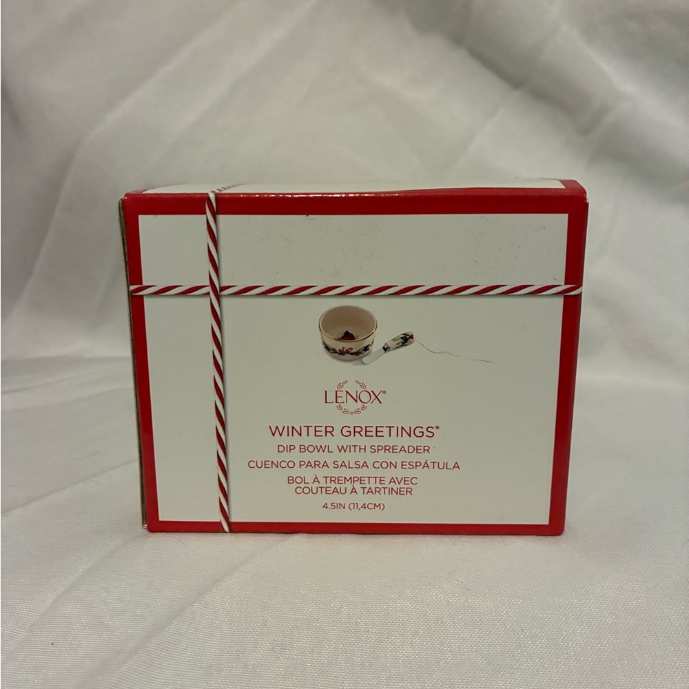 Lenox Winter Greetings Red and White Dip Bowl Set